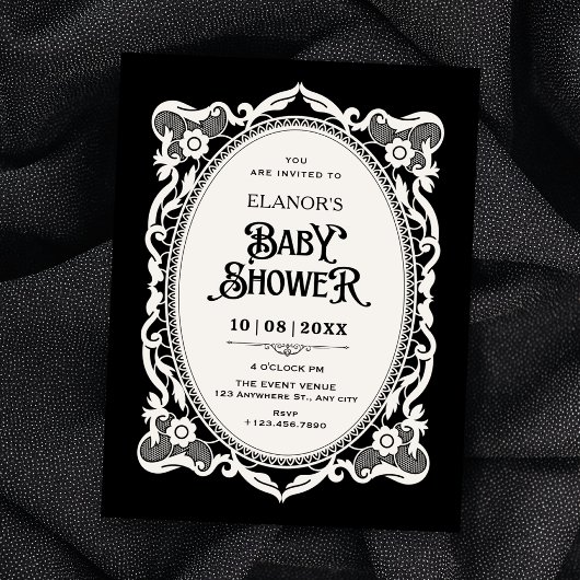 Invitation Baptême gothique élégant pour bébé