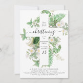 Invitation Baptême grec orthodoxe Christening Cross Green (Devant)