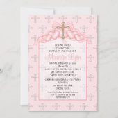 Invitation Baptême Inviation de bébé de croix et de coeurs (Devant)