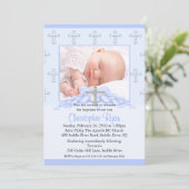 Invitation Baptême Inviation de photo de croix et de coeurs (Debout devant)