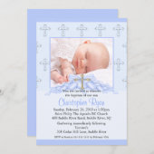 Invitation Baptême Inviation de photo de croix et de coeurs (Devant / Derrière)