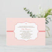 Invitation Baptême/Invitation de baptême tout simple - rose (Debout devant)