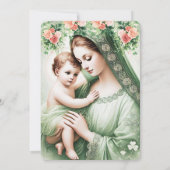 Invitation Baptême irlandais Marie Jésus Shamrock (Dos)
