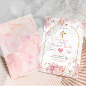 Invitation Baptême japonais rose Sakura cerise fleur de fleur