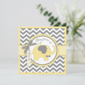 Invitation Baptême jaune d'impression de Chevron de cravate (Debout devant)