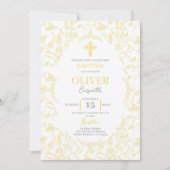 Invitation Baptême jaune toile (Devant)