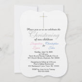 Invitation Baptême Jumeaux Rose Bleu (Devant)