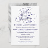 Invitation Baptême Langue Espagnol Script Marine Mi Bautizo (Devant / Derrière)