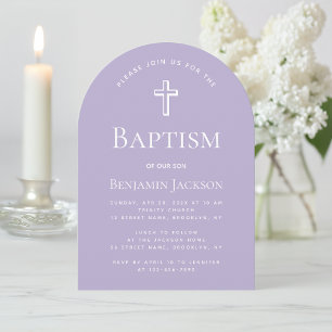 Invitation Baptême Lavande Arc Simple Baptême Religieux