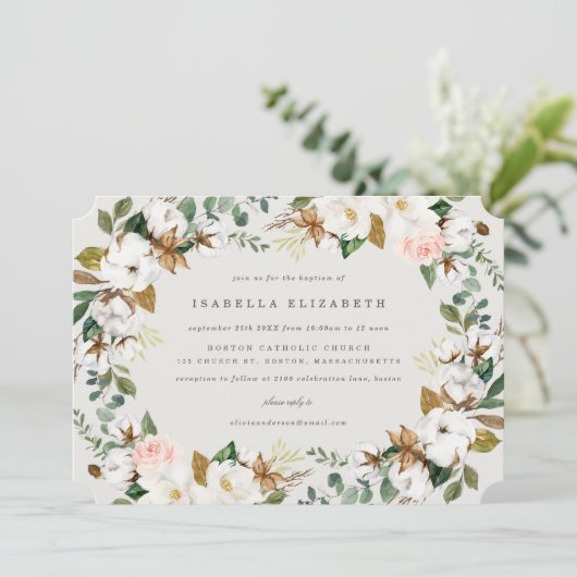 Invitation Baptême Magnolia (Debout devant)