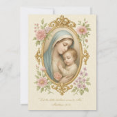 Invitation Baptême Marie et Jésus rose Roses (Dos)