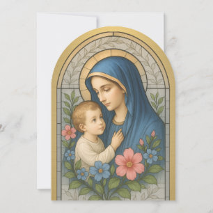 Invitation Baptême Marie Jésus Or Vitrail