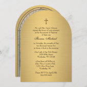 Invitation Baptême Marie Jésus Or Vitrail (Devant / Derrière)