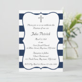 Invitation Baptême marine et blanc (Debout devant)