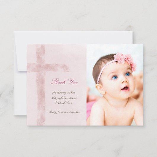 Invitation Baptême merci aquarelle Sainte Croix (Devant)