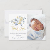 Invitation baptême merci bébé garçon bleu jaune (Devant)