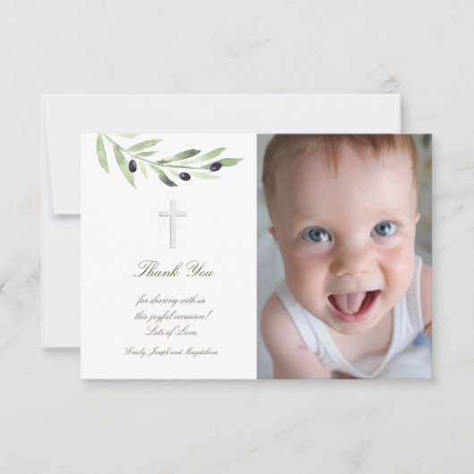 Invitation Baptême merci branche olive (Devant)
