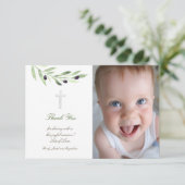 Invitation Baptême merci branche olive (Debout devant)
