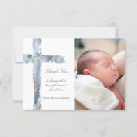 Baptême merci croix d'agate bleue