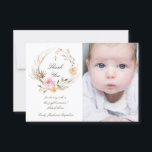 Invitation Baptême merci les fleurs beiges roses<br><div class="desc">carte de remerciements</div>