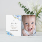 Invitation Baptême merci marbre bleu rose (Debout devant)