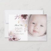 Invitation Baptême merci roses d'aquarelle (Devant)