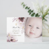 Invitation Baptême merci roses d'aquarelle (Debout devant)