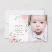 Invitation Baptême merci roses roses (Devant)