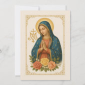 Invitation Baptême Mère Marie Croix mariale Rose (Dos)