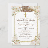 Invitation Baptême mexicain Brown et premier anniversaire (Devant)
