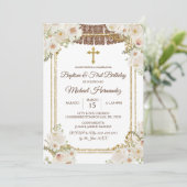 Invitation Baptême mexicain Brown et premier anniversaire (Debout devant)