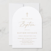 Invitation Baptême minimal en calligraphie dorée (Devant)