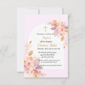 Invitation Baptême minimaliste d'aquarelle rose (Devant)