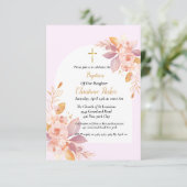 Invitation Baptême minimaliste d'aquarelle rose (Debout devant)