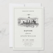 Invitation Baptême minimaliste d'église élégante (Devant)