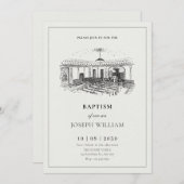 Invitation Baptême minimaliste d'église élégante (Devant / Derrière)
