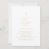 Invitation Baptême minimaliste Gold Classy Chic (Devant)