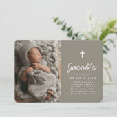 Invitation Baptême minimaliste moderne Preppy Photos (Debout devant)