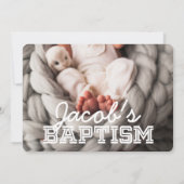 Invitation Baptême minimaliste moderne Preppy Photos (Dos)
