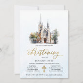 Invitation Baptême Moderne Aquarelle Bleue (Devant)