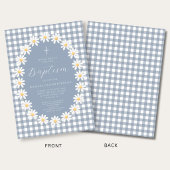 Invitation Baptême Moderne de Bébé Garçon avec Gingham Floral