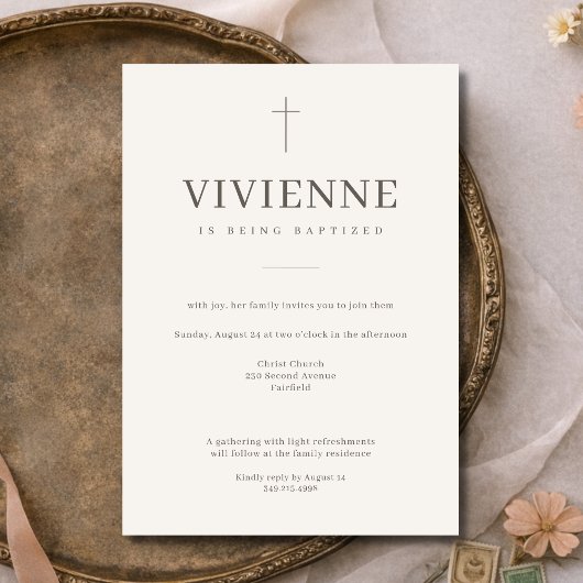 Invitation Baptême Moderne Élégant