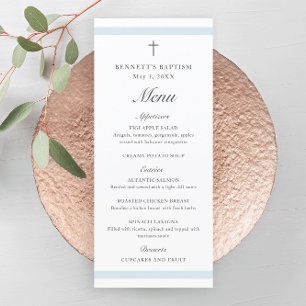 Invitation Baptême moderne Elegant Blue Boys