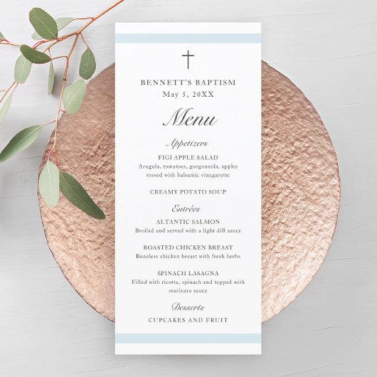 Invitation Baptême moderne Elegant Blue Boys