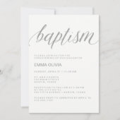 Invitation Baptême moderne et élégant | Délicat retour floral (Devant)