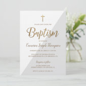 Invitation Baptême moderne gris blanc (Debout devant)