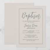 Invitation Baptême moderne ivoire (Devant / Derrière)