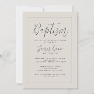 Invitation Baptême moderne ivoire
