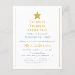 Invitation Baptême Moderne Twinkle Twinkle Little Star