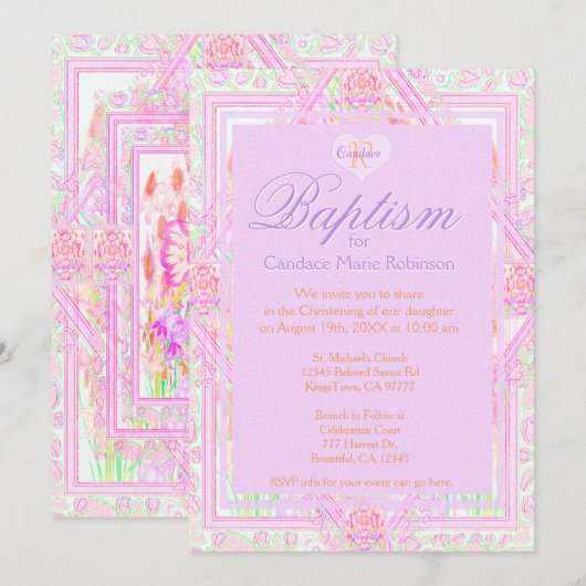 Invitation Baptême | Monogramme Angel (Devant / Derrière)